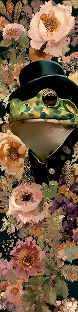 Free printable frog bookmark featuring top hat green frog